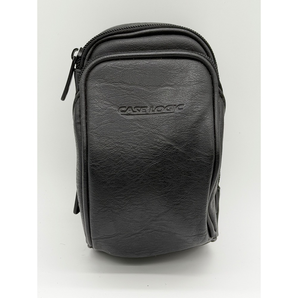 Case Logic Black Faux Leather Dual Zip Camera Accessory Pouch Belt Loop Bag